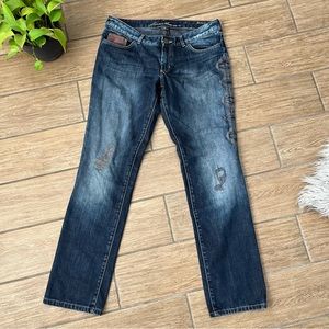 Eddie Bauer Modern Straight Jeans Women's Size 6 Medium Embroidered Denim 33X31